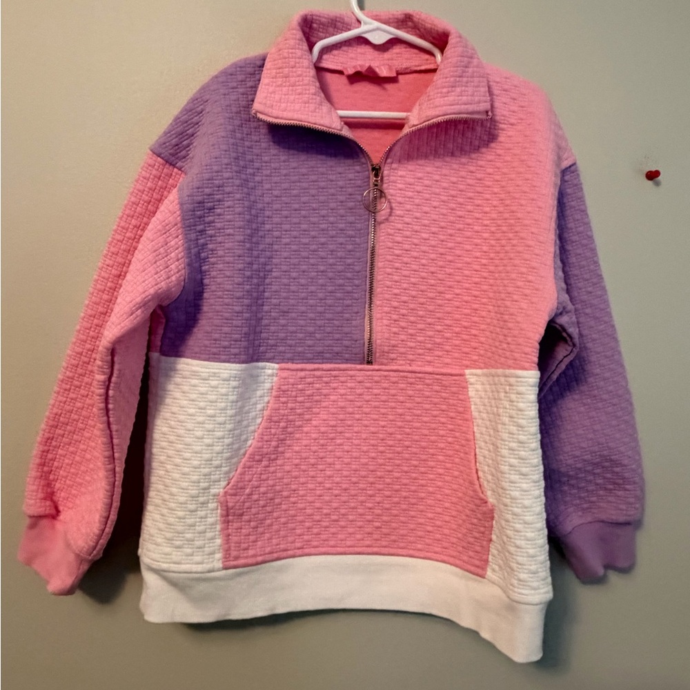 Bisby Purple and Pink Colorblock Quarter-Zip Pullover